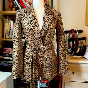 NWT Good American size 1 (small) velour leopard blazer with waist cutouts